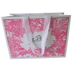 NEW LILLY PULITZER Pink & White Print Shopping Bag Tote 15 x 11 x 6