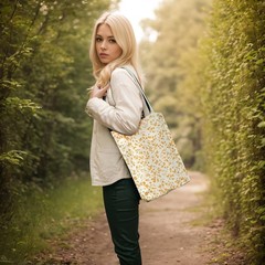 Canvas Tote Bag for Women, Floral Canvas Bag With Zipper Pocket Yellow Flower…
