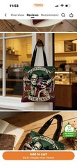 1pc Double-Sided 2D Flat Printing Shopping Tote Bag, Vintage Monster Love