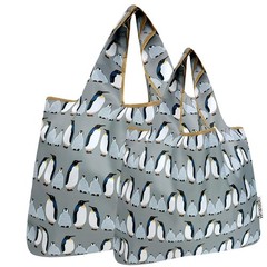 Set of 2 Large Small Foldable Tote Nylon Reusable Grocery Bags for Shopping