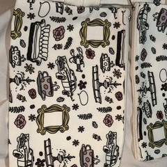 2-Pack Foldable Reusable Tote Shopping Bags, Polyester, White/Multicolor 15L
