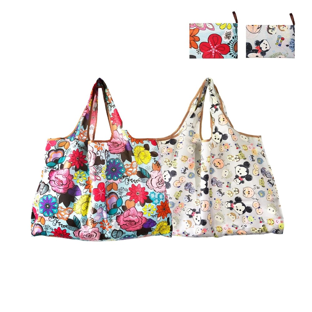 2 Pack Reusable Grocery Shopping Bag Foldable Ripstop 40LBS Heavy Duty