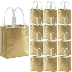 40 Pack 10 x 8 Inch Glossy Gold Reusable Grocery Bags Shopping Tote Bag with …