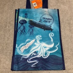 Trader Joes Ocean Marine Reusable Tote Blue Made from Recycled Ocean Plastics
