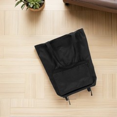 Lightweight Folding Shopping Trolley Bag with Wheels Large Capacity Black Tote