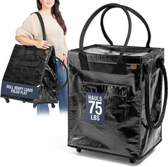 Clevermade Hauler Rolling Tote Bag, 90L Collapsible Portable Shopping Cart