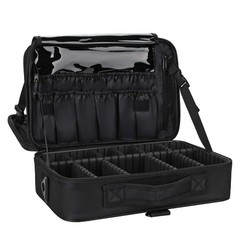 Relavel Makeup Bag Travel Train Case 13.8 inches Large Medium, m Black
