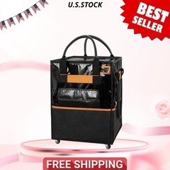 Reusable Grocery Bag on Wheels 75L Large Capacity Zippered Roller Tote 66 lbs