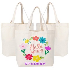 Canvas Tote Bag, 3 Pack 17.7×13.78×5.9 Blank Canvas Tote Bags for Women, Reus…