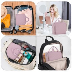 JOYYTUU Standing Makeup Bag, Large Capacity with Room for Dusty Purple