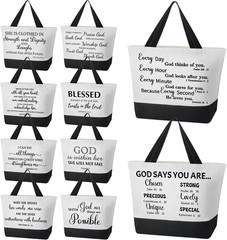 10 Pcs Christian Bible Verse Tote Bags Religious Gift Canvas Reusable Bags for W