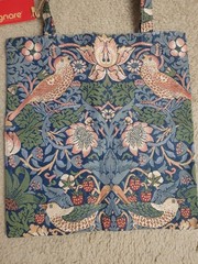 William Morris Strawberry Thief Pattern Blue Flat Bag/Tote Canvas Foldable