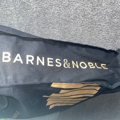 Barnes & Noble Premium Organic Cotton Tote Bag Black Gold Inside Pocket Key Loop