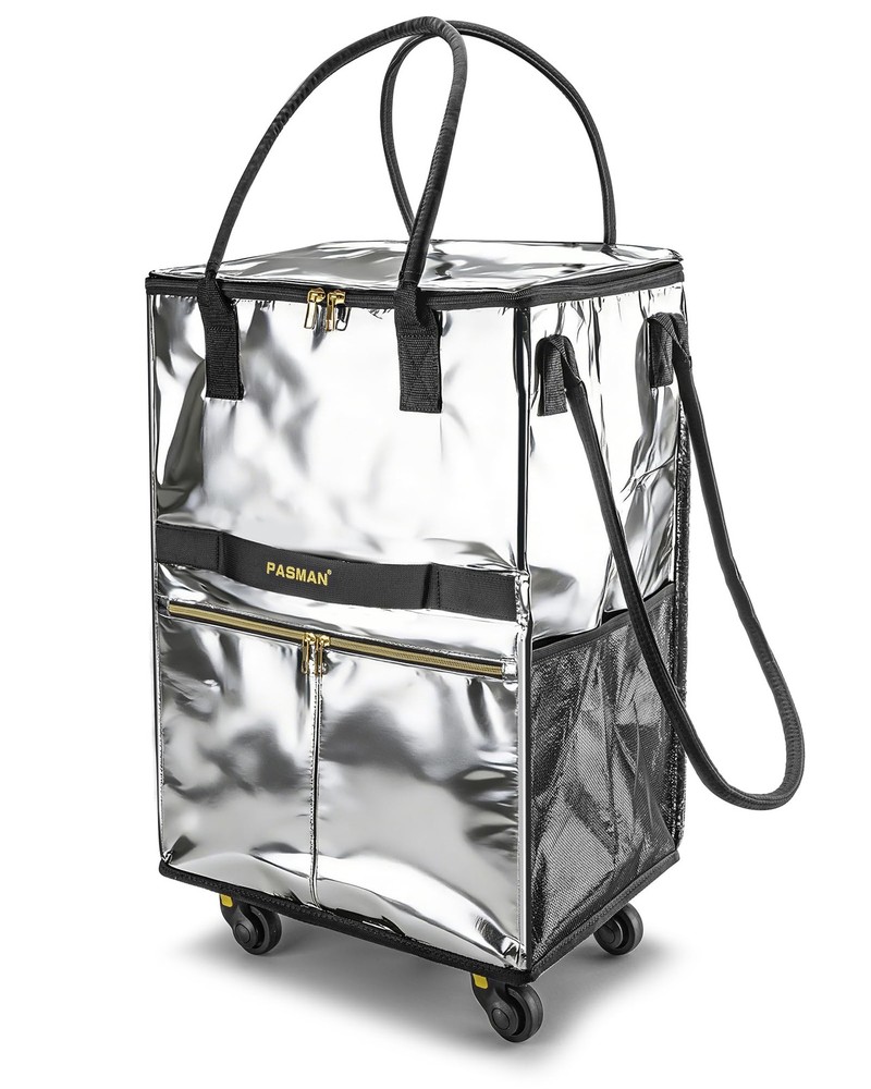 Reusable Grocery Bag on 5 Wheels, Foldable Rolling Tote Bag with Handle and Z…