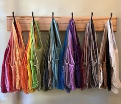 Mesh Market Bag Long Handles 30+ Colors Produce String Net Farmers Crochet Large
