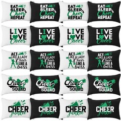 Pinkunn 20 Pcs Cheer Makeup Bags Bulk Team Gifts for Women Canvas Green