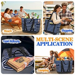 Soft Cooler Bag Insulated Travel Large Grocery Zippered PEVA Collapsible