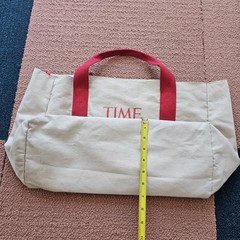 TIME Magazine Beach Lined Canvas Shoulder Tote Bag 16″x11″x7″ Y4a