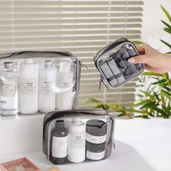 4 Pcs Clear Toiletry Carry Pouch with Zipper, Makeup Cosmetic Bag for Black