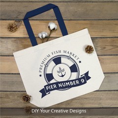 6-Pack Canvas Tote Bags with Magnetic Snap, Reusable Grocery Shopping Bags, D…