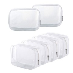 BEFORYOU 6 Pack Clear Toiletry Carry Pouch with Zipper Small bags only, White