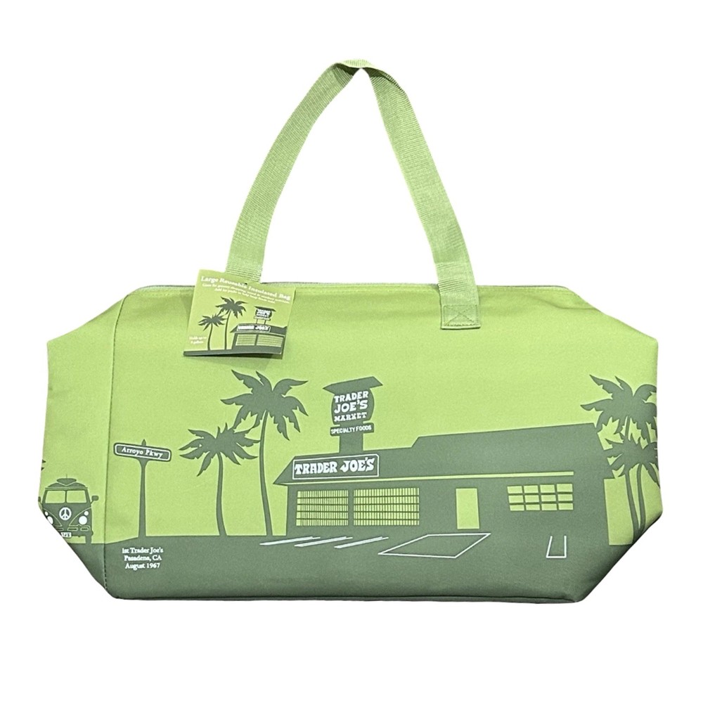 Trader Joe’s Large Insulated Tote Olive Green 8 Gallon Reusable Bag Cooler