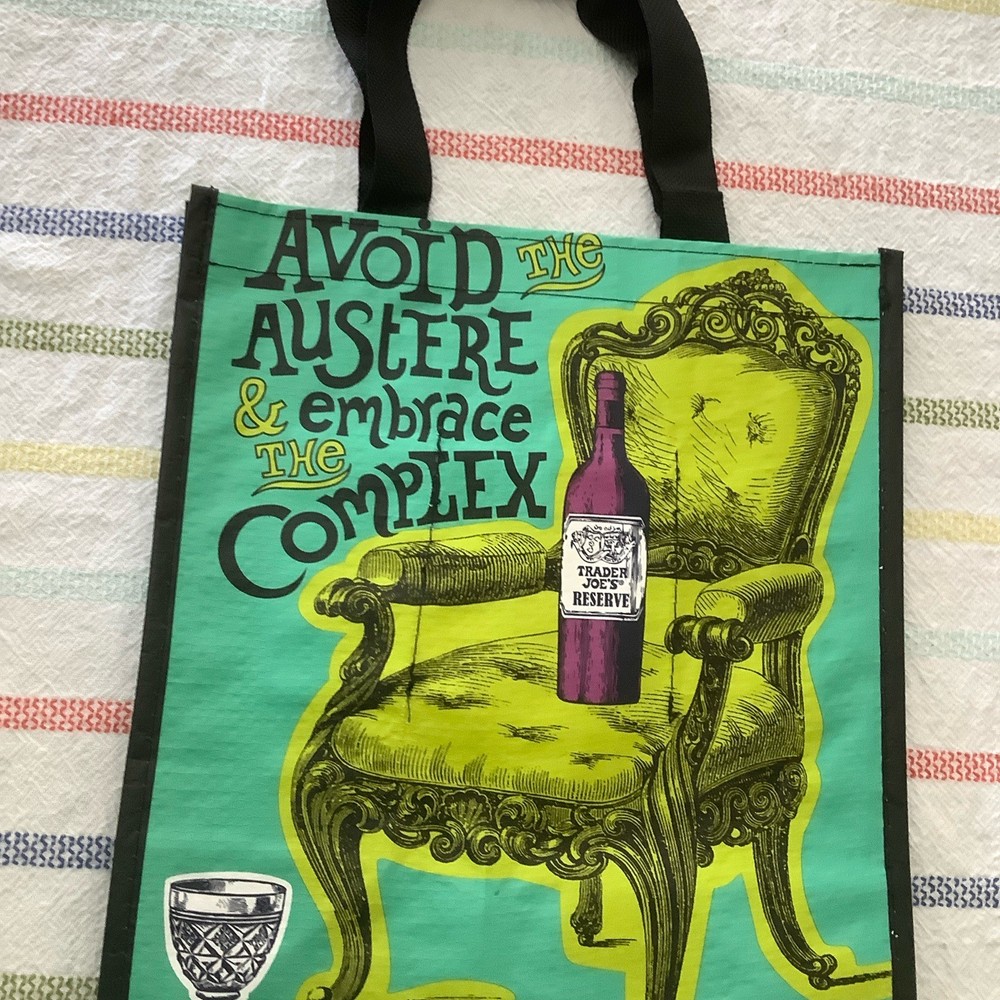 Trader Joes Wine Bottle Tote Bag Creamy Butter Avoid Austere Embrace Complex