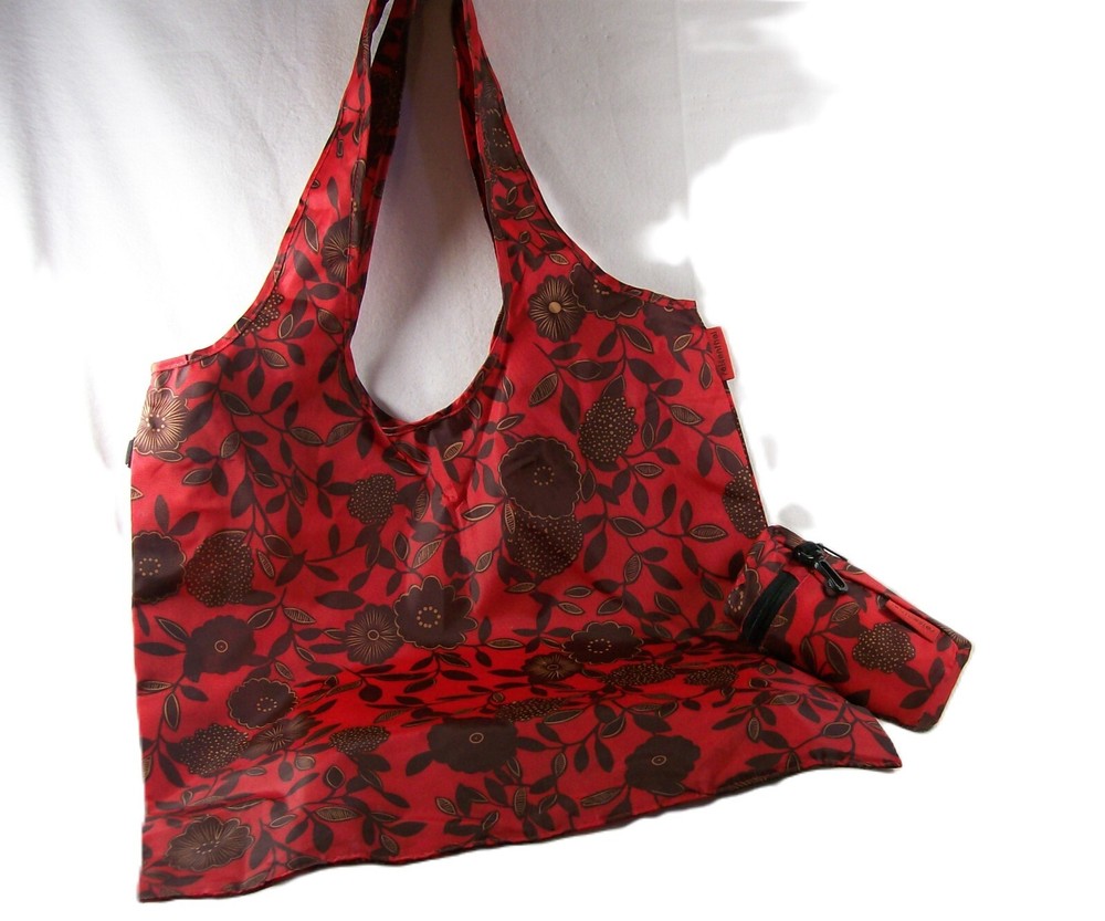 Foldable Reusable Polyester Grocery Shopping Tote Travel Bag 21×16 With Case