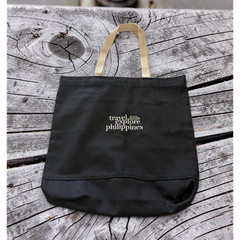 Kultura Canvas Tote Bag Black/Beige 17×16.5×13 Text Print Travel Explore