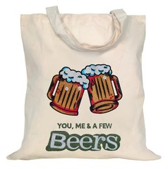 Beer Toast Embroidered Tote Bag – 100% Cotton Canvas Reusable Shopping Bag, T…