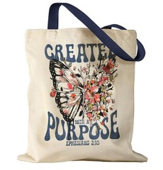 Miss Adola Aesthetic Canvas Tote Bag for Women – One Size, Flower Butterfly