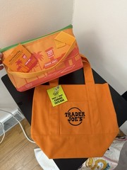 Trader Joe’s Orange Bundle Of 2 Bags Canvas Tote & Mini Insulated Cool Bags