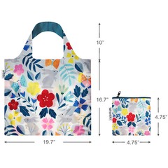 Wrapables Large Reusable Shopping Tote Bag with Outer Pouch, Floral Rabbits
