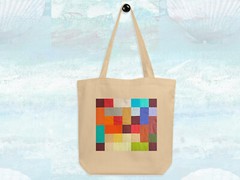Quilt Geometry Color Blocks Tote Bag Eco-Friendly Organic Cotton Luxury Shopping
