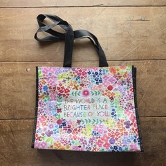 Natural Life Tote Bag Small Floral Art Square Recycled Plastic Market Grocery