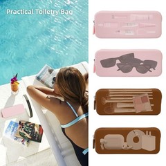 AIBFRID 2PCS Silicone Makeup Brush Bag Travel Zipper Brown, Pink