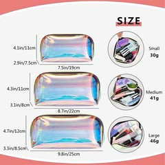 ANROLA Holographic Makeup Bag Iridescent Cosmetic Pouch Clear medium, 3pcs