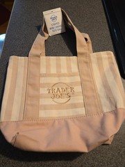 Trader Joes TAN Striped Mini Canvas Tote Bag Rare NWT 2026 Free Gift 🎁Fast Ship