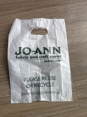 Jo-Ann Fabric & Craft Stores Plastic Shopping Bag HDPE Handle Tote Reuse Recycle