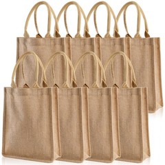8 Pack Jute Burlap Tote Bags, Burlap Gift Tote with Handles, Jute Beach Bags …