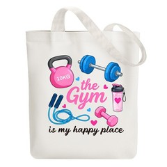 Canvas Tote Bag Dumbbell and Sport Reusable Cotton Bag for Women, Durable Clo…