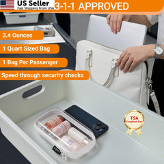 Clear Hard Shell Beauty Organizer 6 Pack Crush-Proof Cosmetic Case Stadium Bag