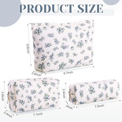 Paterr 3 Pcs Makeup Bag Quilted Cotton Cosmetic Pouch Set Cute Vintage Color