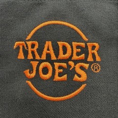 Trader Joe’s Black Canvas Tote Bag Orange Logo Reusable Grocery Carry