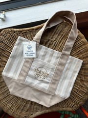 Trader Joe’s Striped Mini Canvas Tote Bag Beige/White Reusable