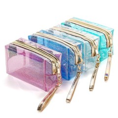 YANGROW 4Pcs Waterproof Cosmetic Bags PVC Transparent Small (4 Count), clear