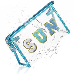 COSHAYSOO Clear Sunscreen Makeup Bag Beach Vacation Essentials Blue-SUN