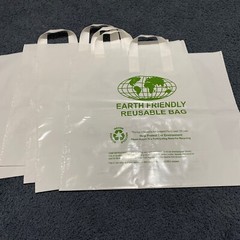 Lot Of 5 White plastic Earth Friendly Reusable bags, 18”X3.5”x16״ New
