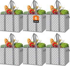 Reusable Grocery Bags 6 Pack Large Collapsible Shopping Tote Box Water Resistant