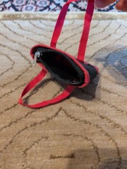 Trader Joe’s Red And Black MICRO TOTE Coin Purse Bag Charm 3 inches Tall